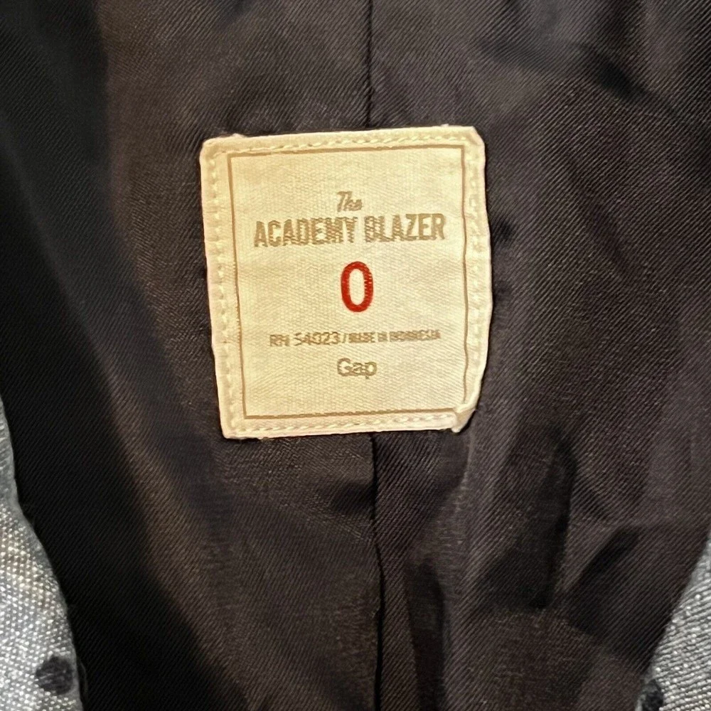 GAP Academy Blazer Jacket Size 0 Blue Polka Dot Chambray Casual Preppy Boho - Picture 5 of 14